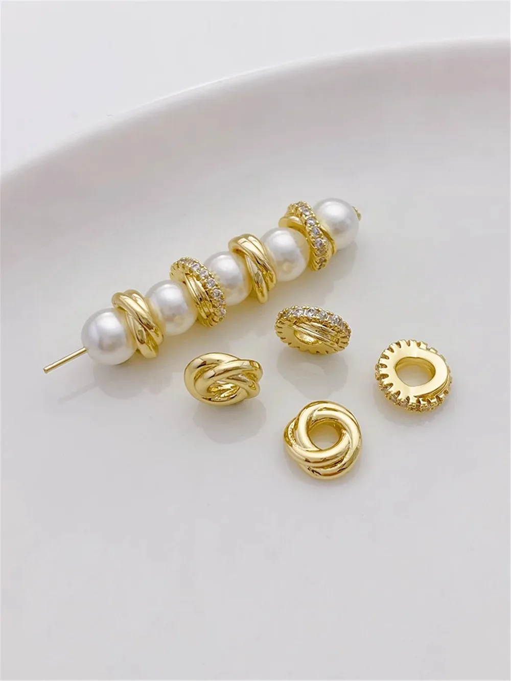 14K позолоченные циркониевые Сплетенные Бусины россыпью бусины ручной работы