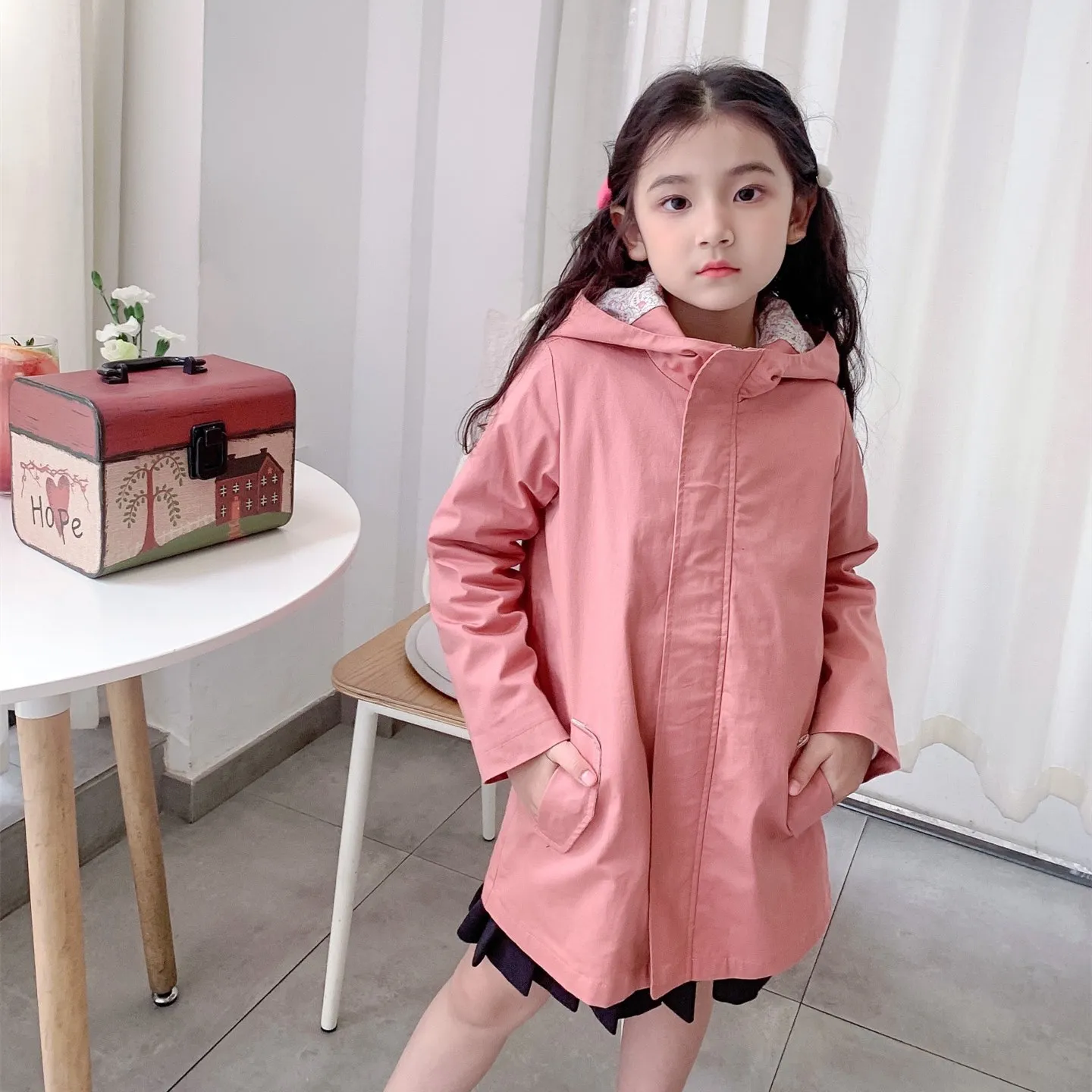 

Весна-лето 2023, куртка для девочек розового цвета, милая ветровка, одежда для маленьких девочек, Детское пальто