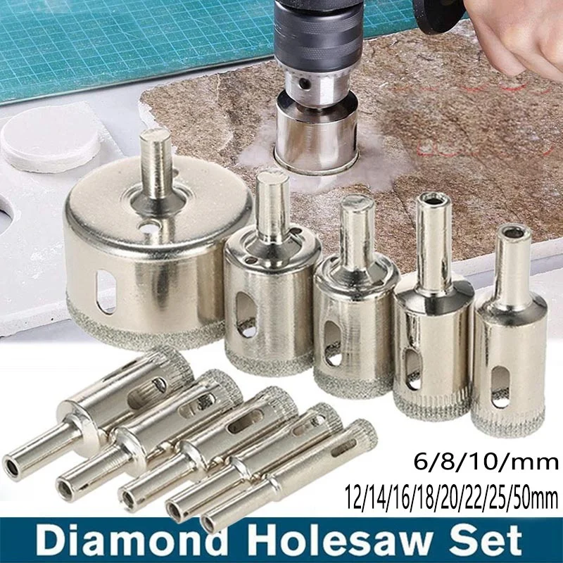

3/5/8/10/15pcs Drilling Hole Saw Cutting Kit 6-30mm Diamond Hole Saw Durable Drill Bit Set Ceramic Tile Ceramic Marble Glass