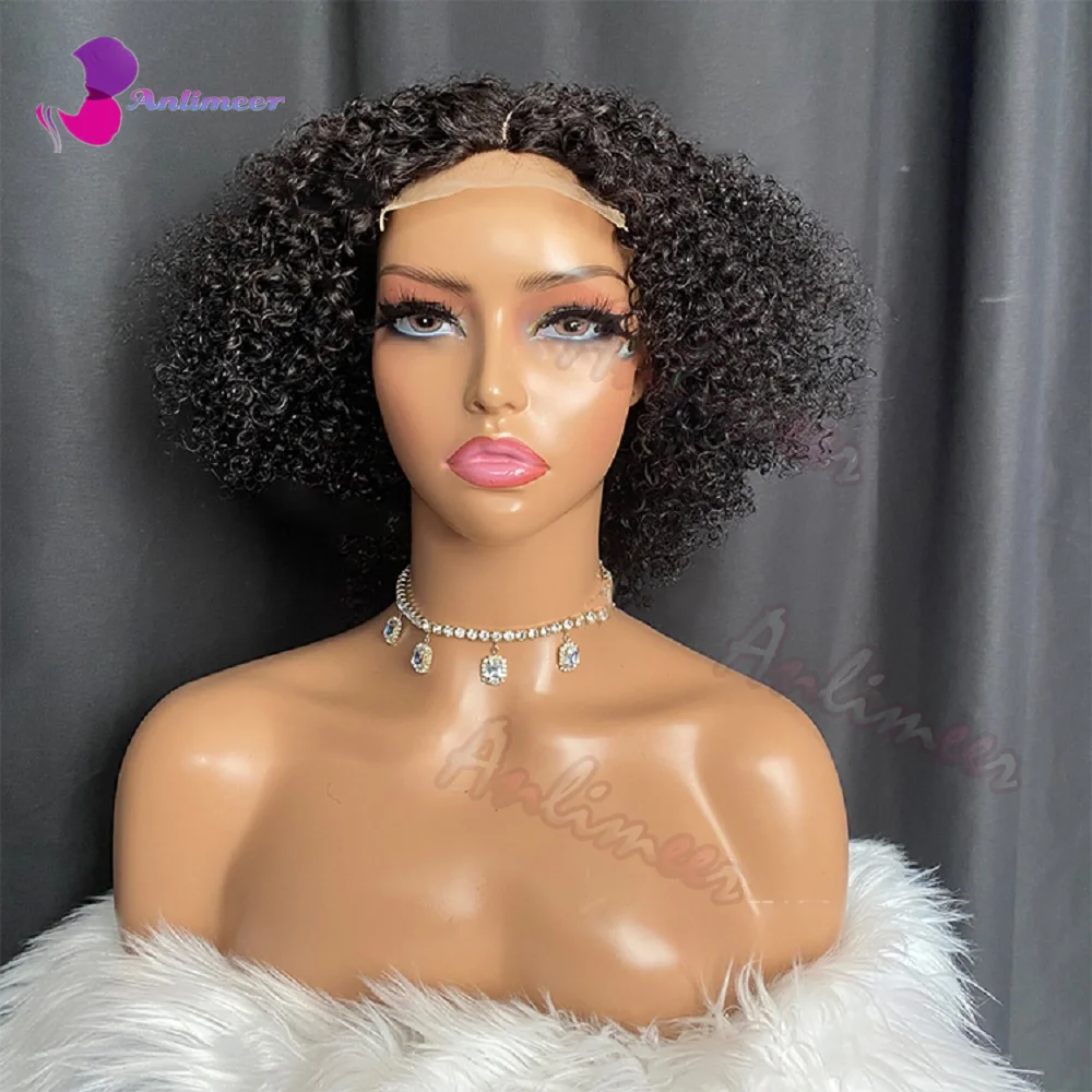 

Afro kinky Curly Lace Front Wig Human Hair for Black Women Silk Top Lace Front Wig Short Bob Wig Human Hair Natural Black Wig