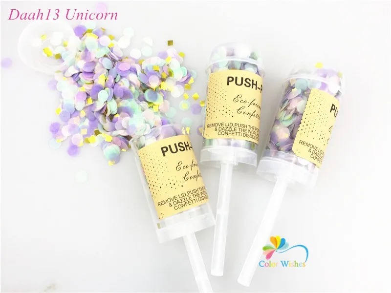 10pcs/set Push Up Popper With Unicorn Pastel Confetti Wedding Party Exploding Confetti Popper For Baby Bridal Shower Decoration