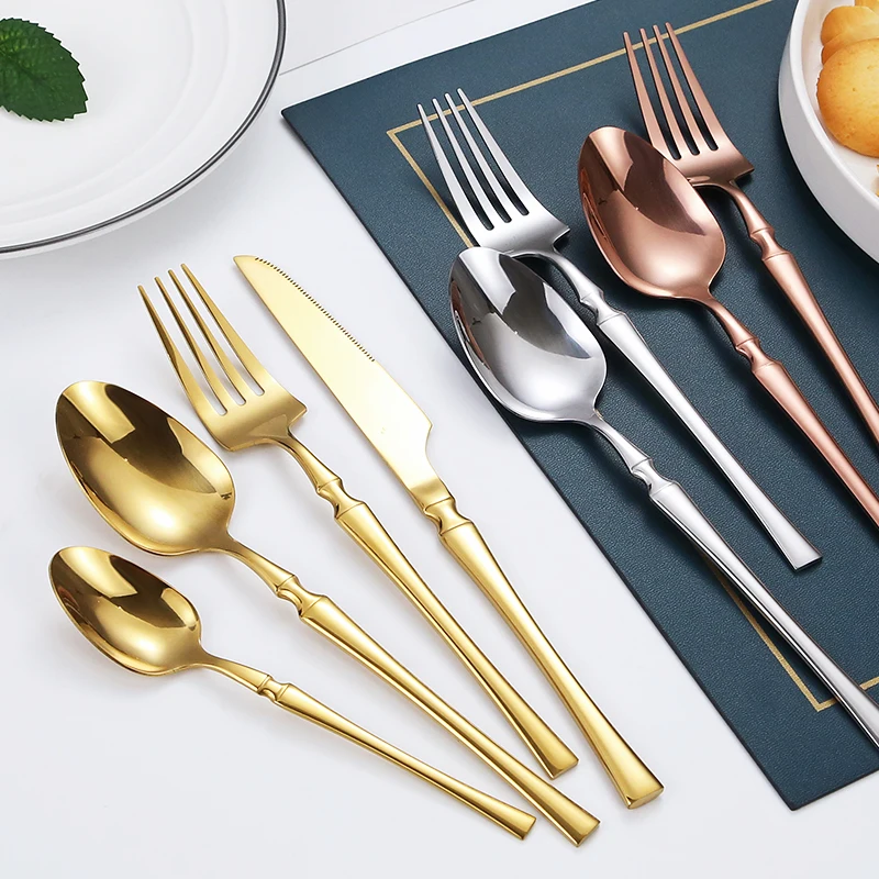 

16pcs Gold Cutlery Set Forks Knives Spoons Dinnerware Dishwasher Safe Stainless Silverware Wedding Gift Steel Western Tableware