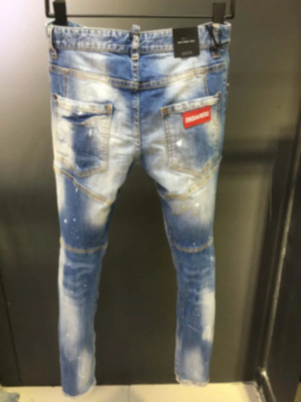 2023 New D2 Jeans for Men's Fashion Slim Fit, Broken Hole Patch, Broken Ink Patch, Small Feet D2 Jeans for Men