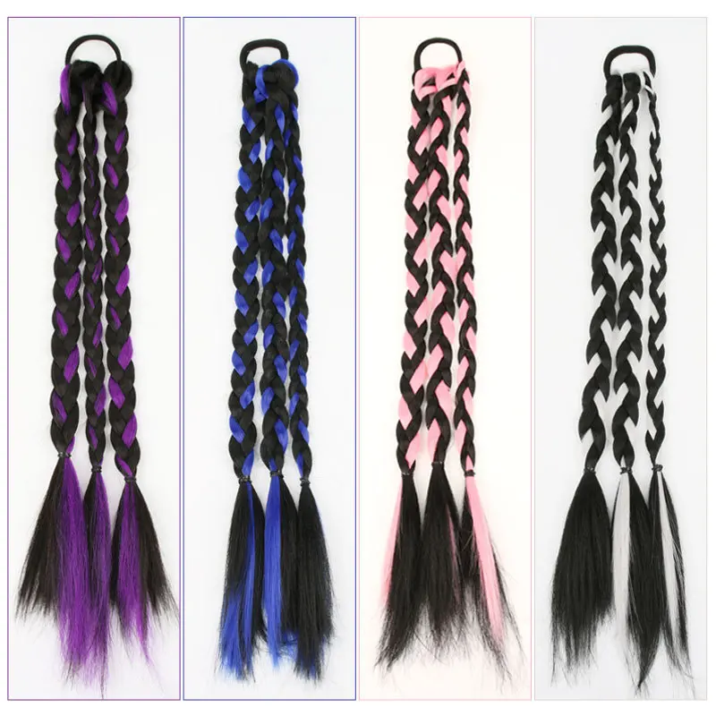 Длинные прямые синтетические волосы для наращивания плетеные рыбий хвост кулиска конский хвост волосы Омбре блонд для белых женщин