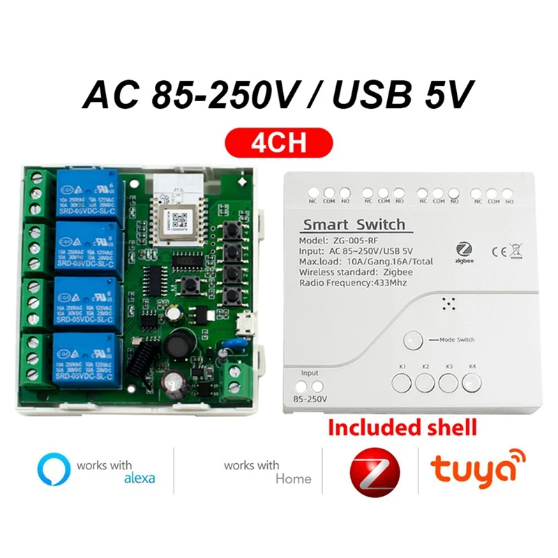 Tuya Zigbee 4-канальный интеллектуальный датчик переключателя умный переключатель