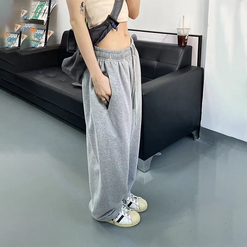 Женские мешковатые спортивные брюки Y2K зеленого цвета в стиле хиппи K-POP оверсайз