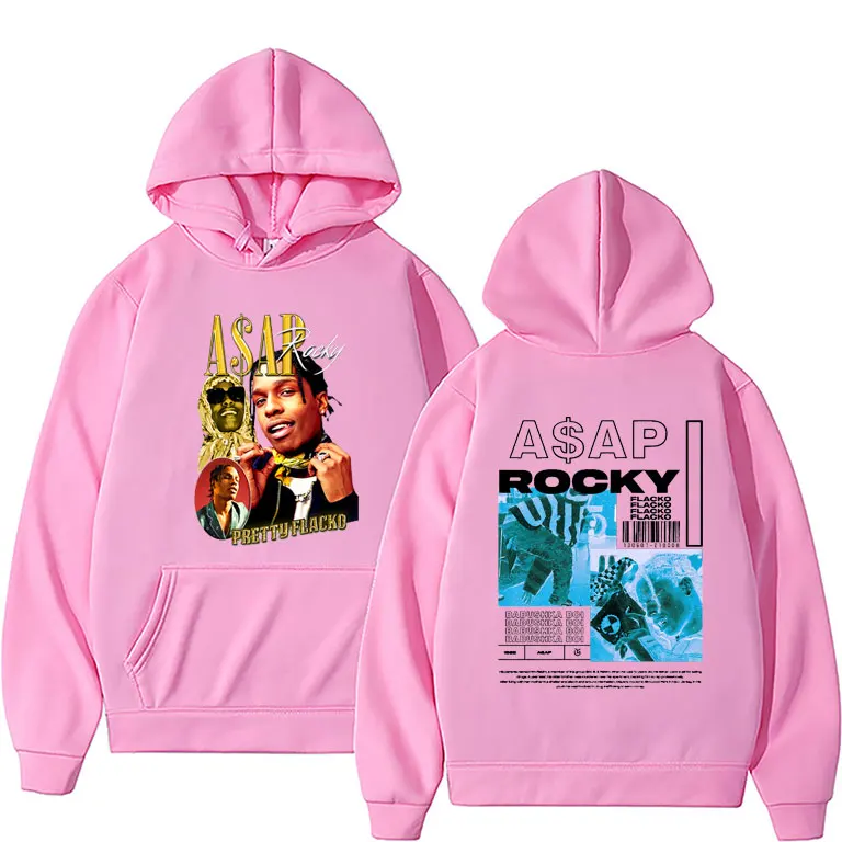 Hip Hop Music Rapper Asap Rocky Double Sided Print Hoodie Regular Men Women Rock Punk Sweatshirt Fashion Oversized Streetwear images - 6