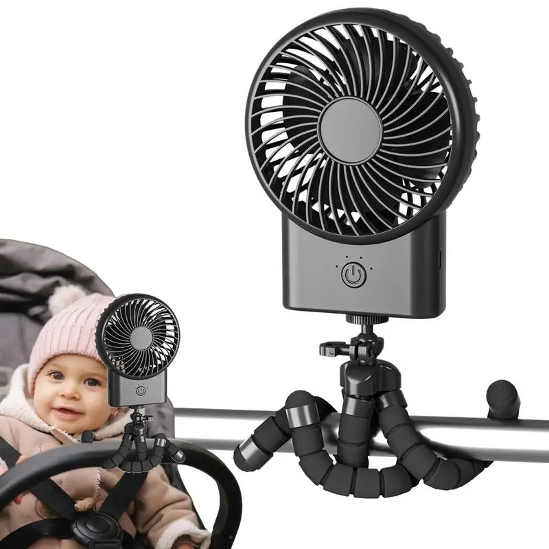 

Oscillating Stroller Fan Mini Hand Held Fans Octopus Mini Clip Fan Deformation Bracket USB Charging Portable Fan For Car