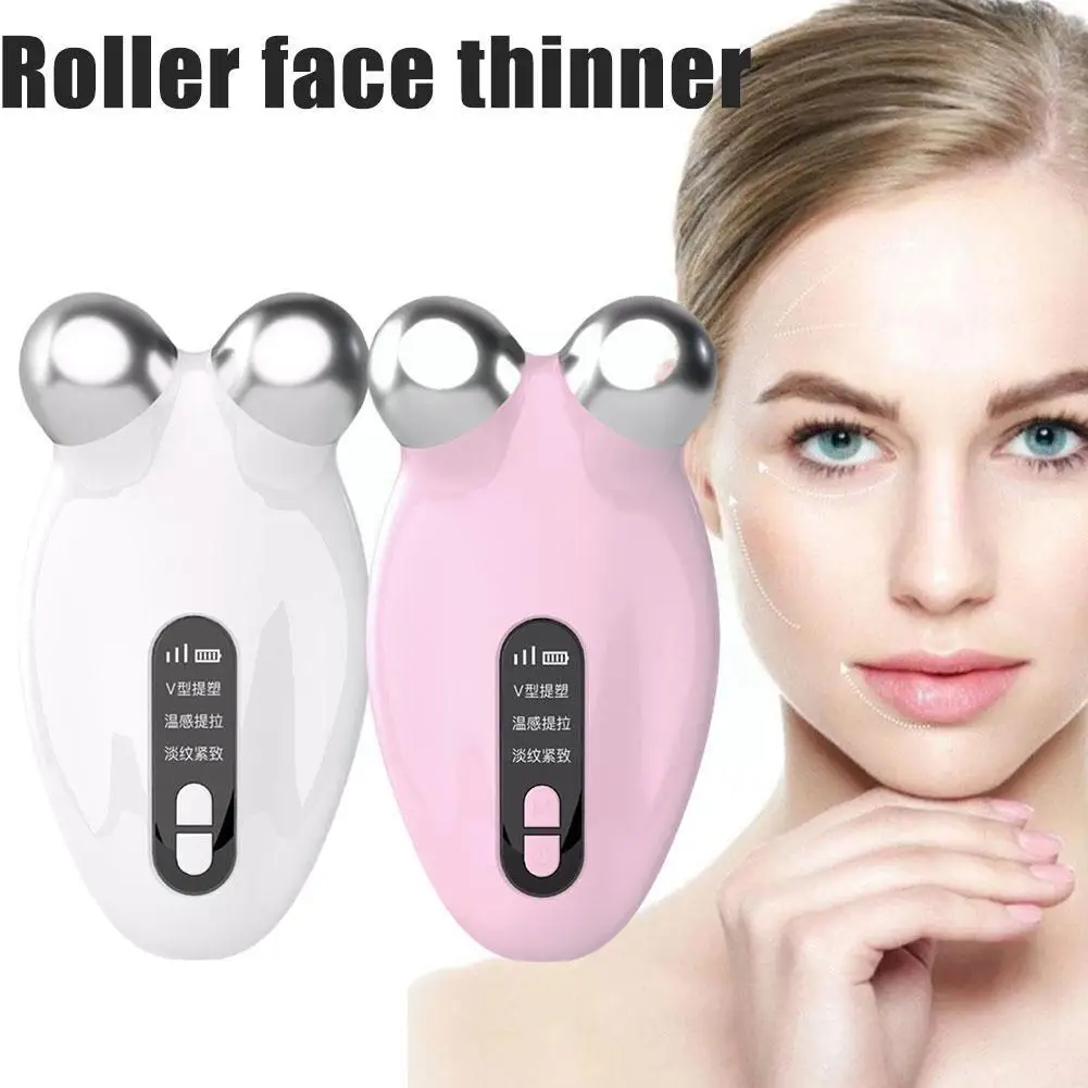 

Microcurrents EMS Face Roller Anti-cellulite Double Roller Slimming Face Lifting Chin Vibrating Massage slimmer Chin Heatin Q4C3