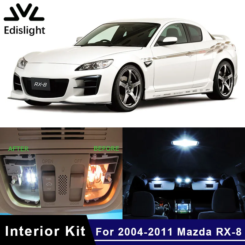 

10 шт. белая ледяная синяя светодиодный ная лампа автомобильные лампы посылка для 2004-2011 Mazda RX-8 RX8 карта купольсветильник багажника