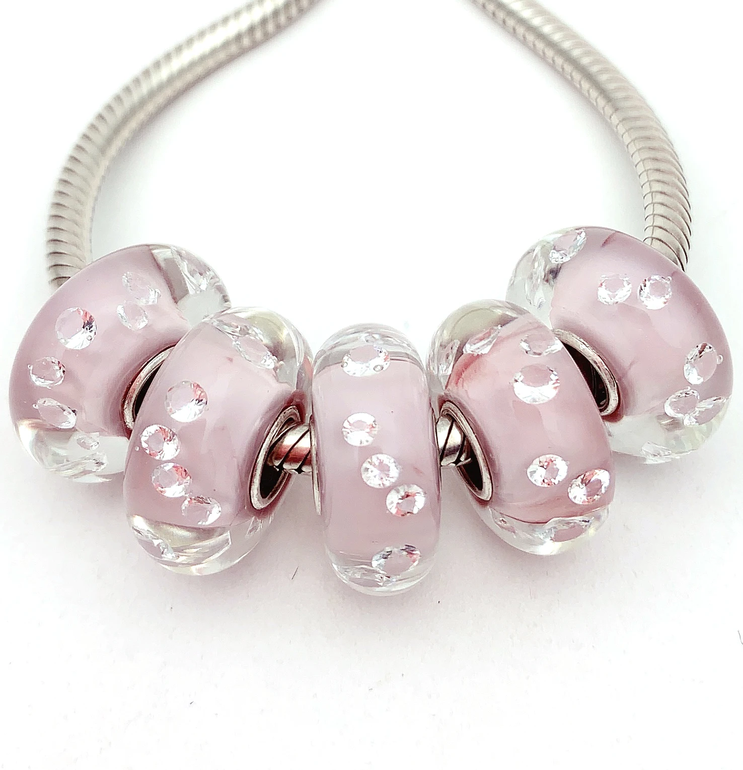 

Бусины из серебра 100% пробы с муранским стеклом