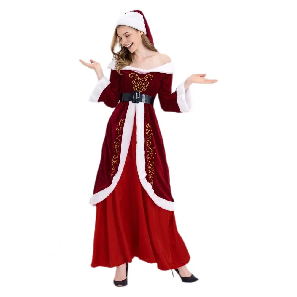 Праздничное платье праздничное для косплея Санта-Клауса с открытыми плечами в