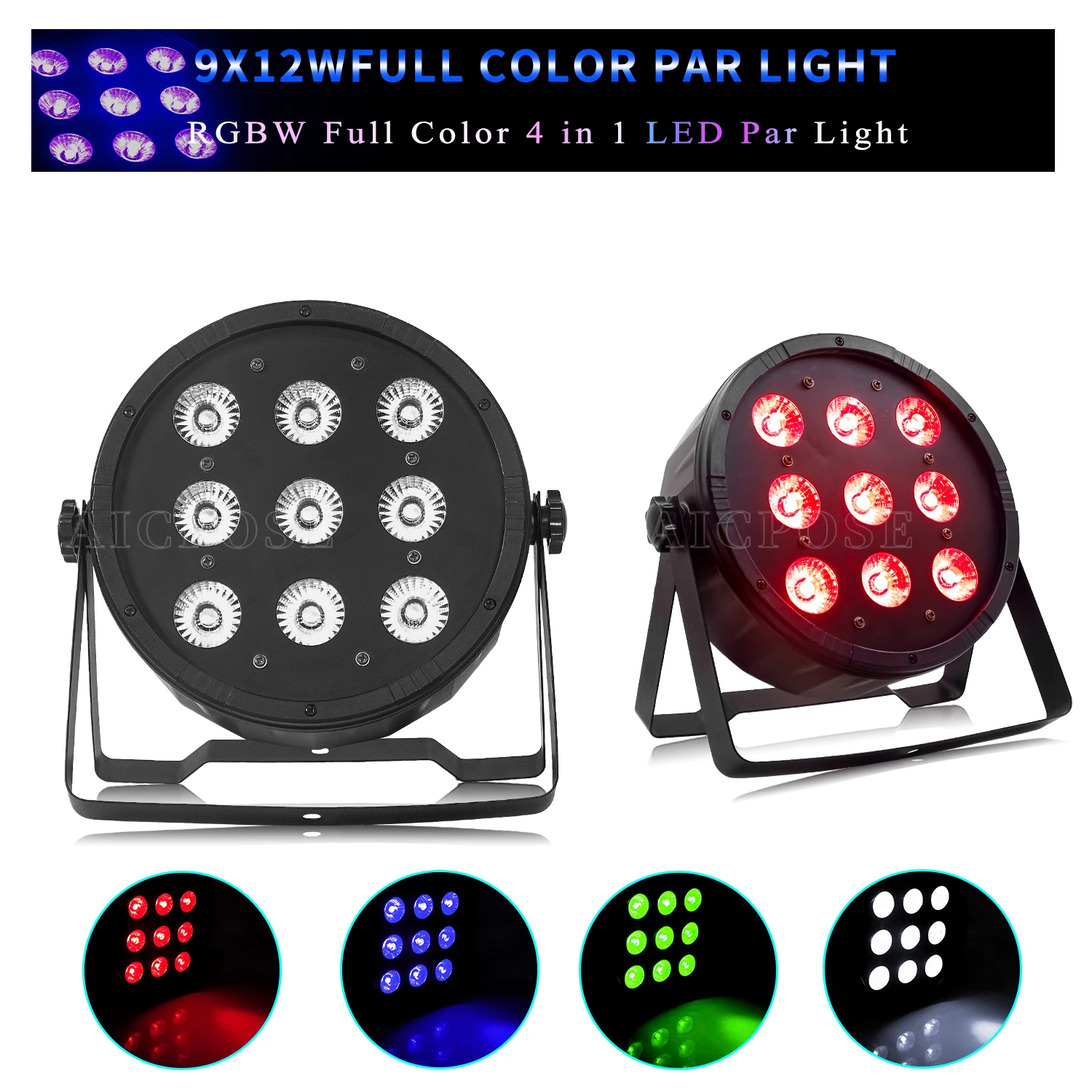 

9x12W RGBW 4 in 1 LED Par Light DMX512 Control Strobe Stage Light DJ Disco Equipment Party Bar Stage Event Lighting