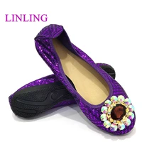 purple maternity shoes genuine leather rhinestones spring 2022 good quality ballet flats ladies fashion loafers moccasins