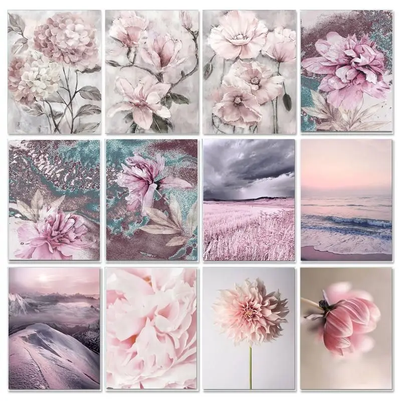 

Набор для рисования масляными красками по номерам «сделай сам», набор для рисования розовым ландшафтом, ручная роспись, картина для домашнего декора