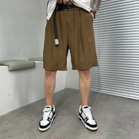 summer 5 color belt shorts men fashion society mens dress shorts korean loose straight suit shorts mens ice silk shorts m 4xl