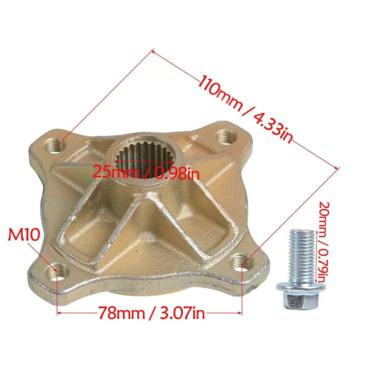 1 пара 4-контактных шлицевых ступиц заднего моста 24T 25 мм для 125cc 150cc 200cc Go Kart ATV Quad Buggy