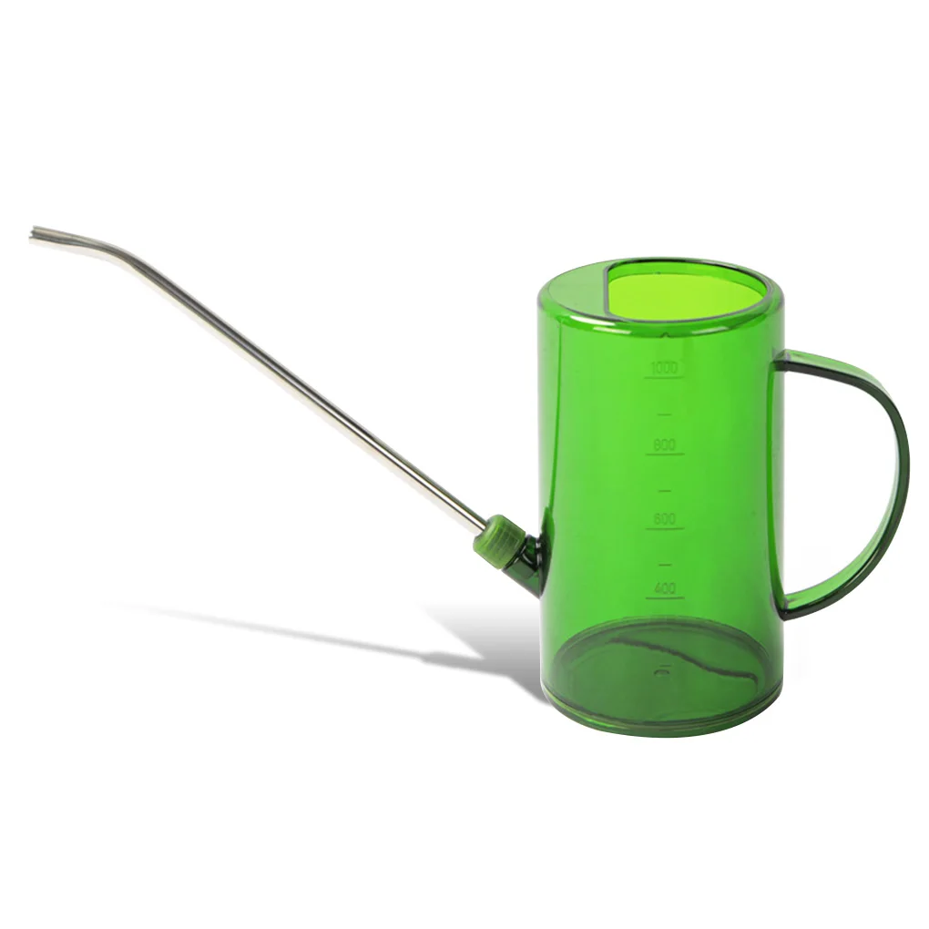 

1L Watering Can Plant Sprinkling Bucket Long Nozzle Stainless Steel Plastic Large Capacity Kettle Gardening Tool Green