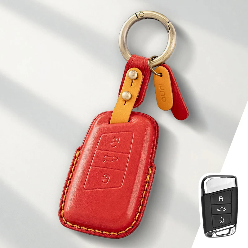 

Защитный чехол из натуральной кожи для VW Volkswagen Golf 7 MK7 Tiguan MK2 T-roc T-cross Skoda Octavia Kodiaq Karoq, чехол для ключей, брелок