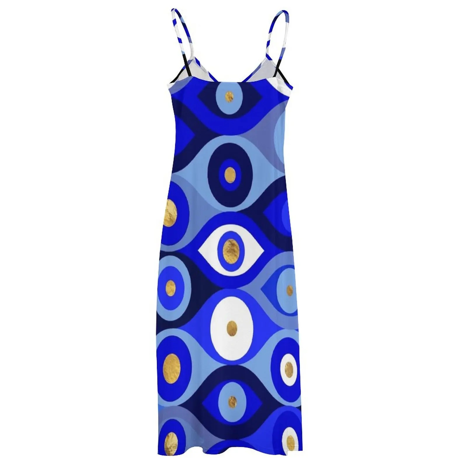 Greek Mati Mataki - Matiasma Evil Eye Blues Длинное платье без рукавов Пляжная одежда для женщин