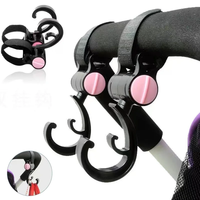 

2pcs Baby Stroller Hooks 360Degree Rotation Multifunctional Electric Vehicle Motorcycle Hook Bearing 30kg ABS Hanger Accessories