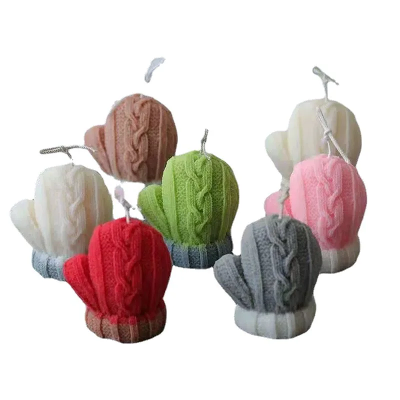 

3D Christmas Gloves Shaped Silicone Candle Mold Winter Mitten Woolen Knitted Resin Wax Mould DIY Handmade Cake Decorating Tools