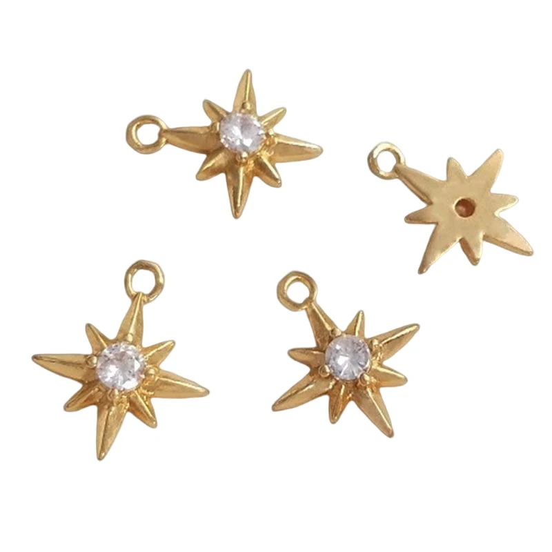 

WZNB 3Pcs Real Gold Plated Star Charms For Jewelry Findings Making DIY Zircon Pendant Earrings Necklaces Handmade Accessories