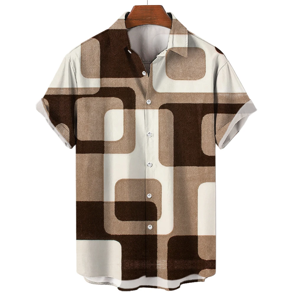 

New Summer Clothing Men's Shirts Geometric Man's Short Sleeve Tops Oversized Apparel Loose Casual Camisa Masculina Social 2023