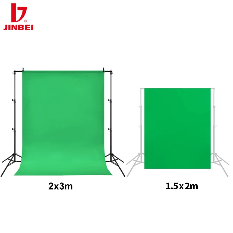 Фон для фотосъемки JINBEI 2x3 м, гладкий зеленый экран, хромакей, ткань для фотостудии, видео, портрета