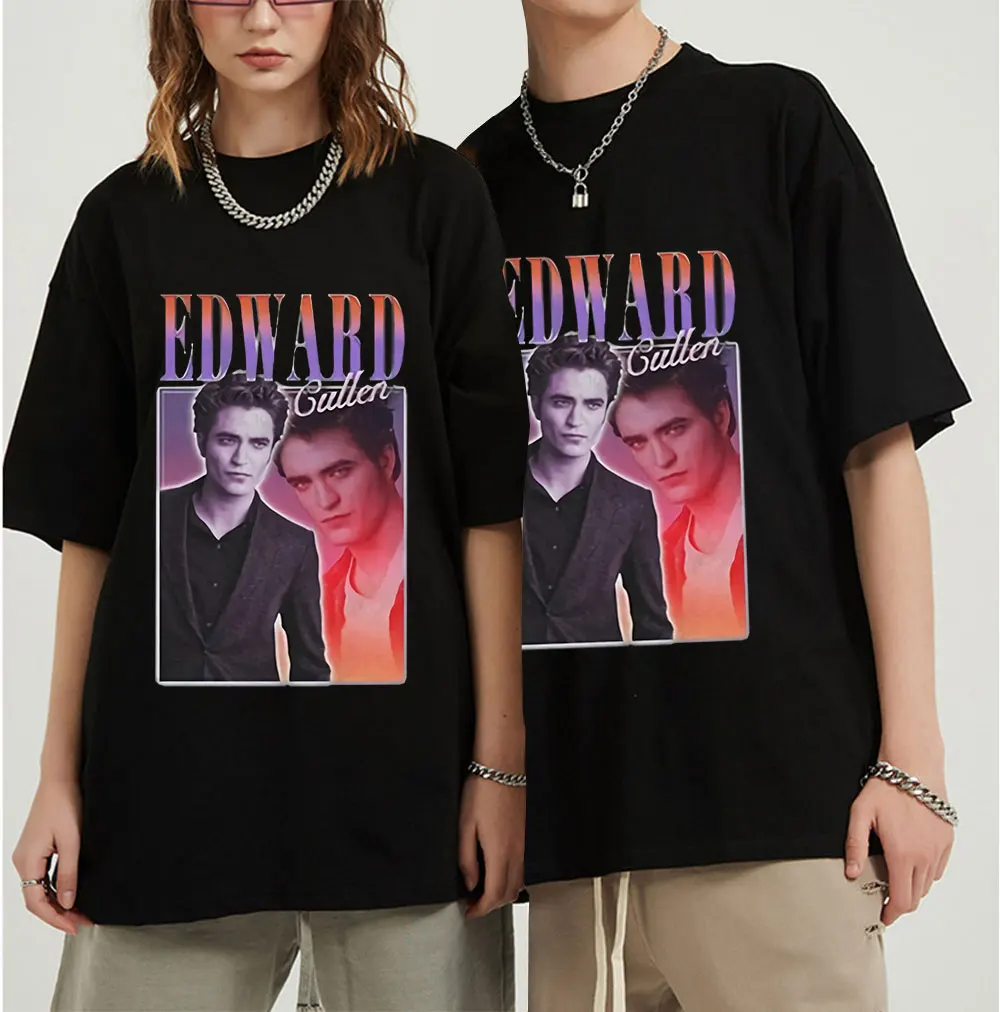 

Robert Pattinson Edward Cullen Manga Vintage Unisex Black Tshirt Men Tshirts Retro T Shirts Cotton T Shirt Man Woman Tees Tops