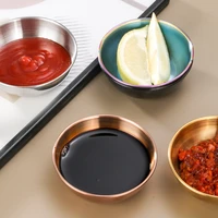 round stainless steel seasoning dish hot pot dipping bowl small container appetizer tray food sauce cup sushi vinegar soy saucer