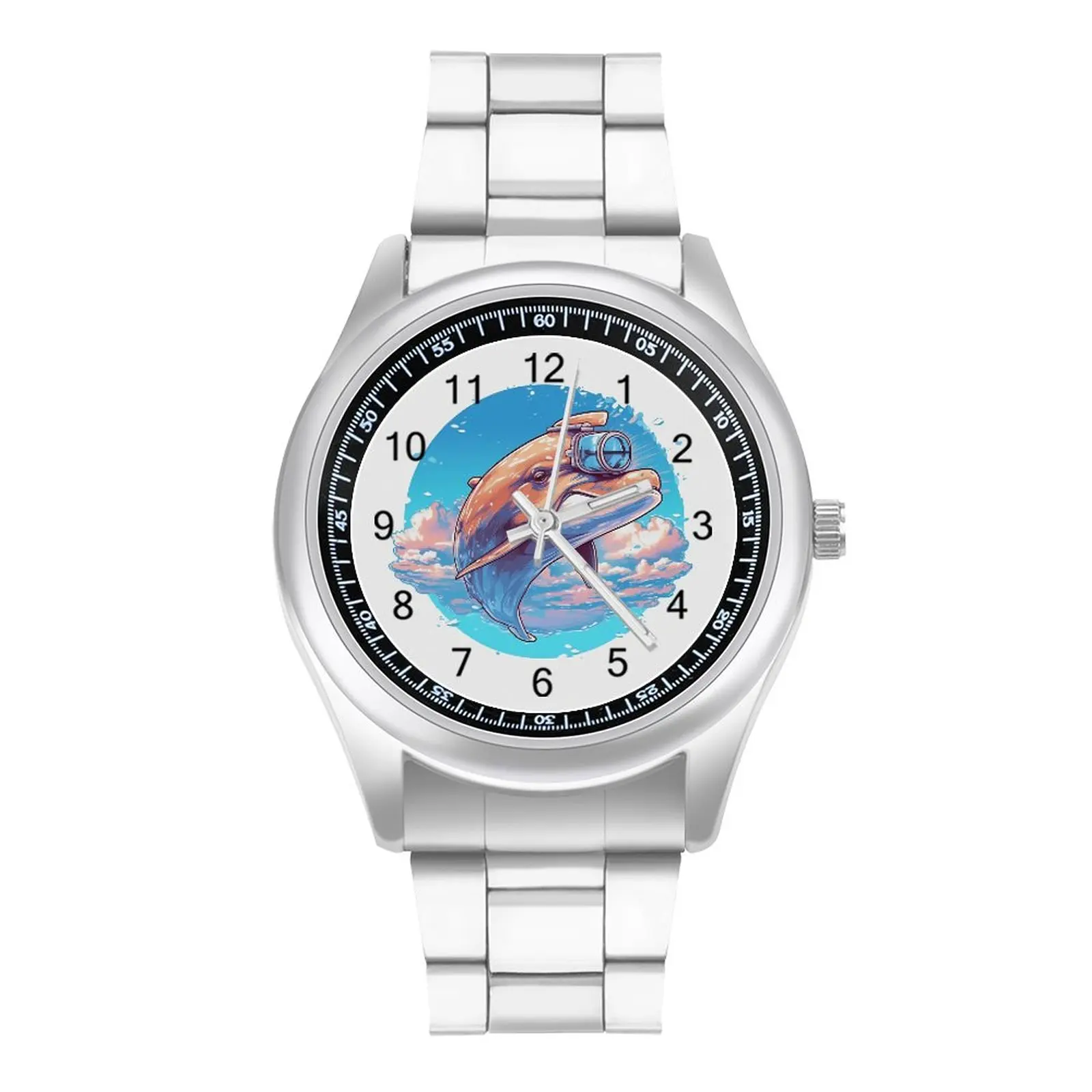 

Dolphin Quartz Watch Sky Scape Vector Graphic New Classic Wrist Watch Stainless Teens Sports Design Wristwatch