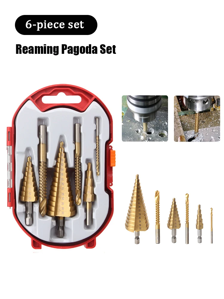 

Step Drill Bit And Drill Bit-Milling Cutter 6Pcs/Set Countersink For Metal/Wood，Drill For Metal Cone 32MM,Stage Light