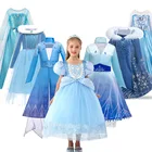 Платье Эльзы для девочек; Детский маскарадный костюм Снежной Королевы; 2 Эльзы; Праздничный костюм принцессы для детей; Одежда для праздника, карнавала, дня рождения