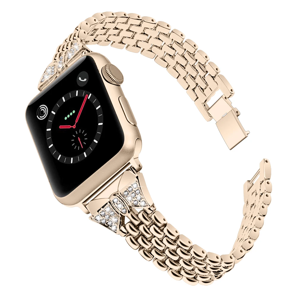 

Fashion Diamond strap For apple watch 38mm 40mm For Apple Watch 6 Band 44mm 42mm iwatch band serice 5 4 3 2 Stainles Steel strap