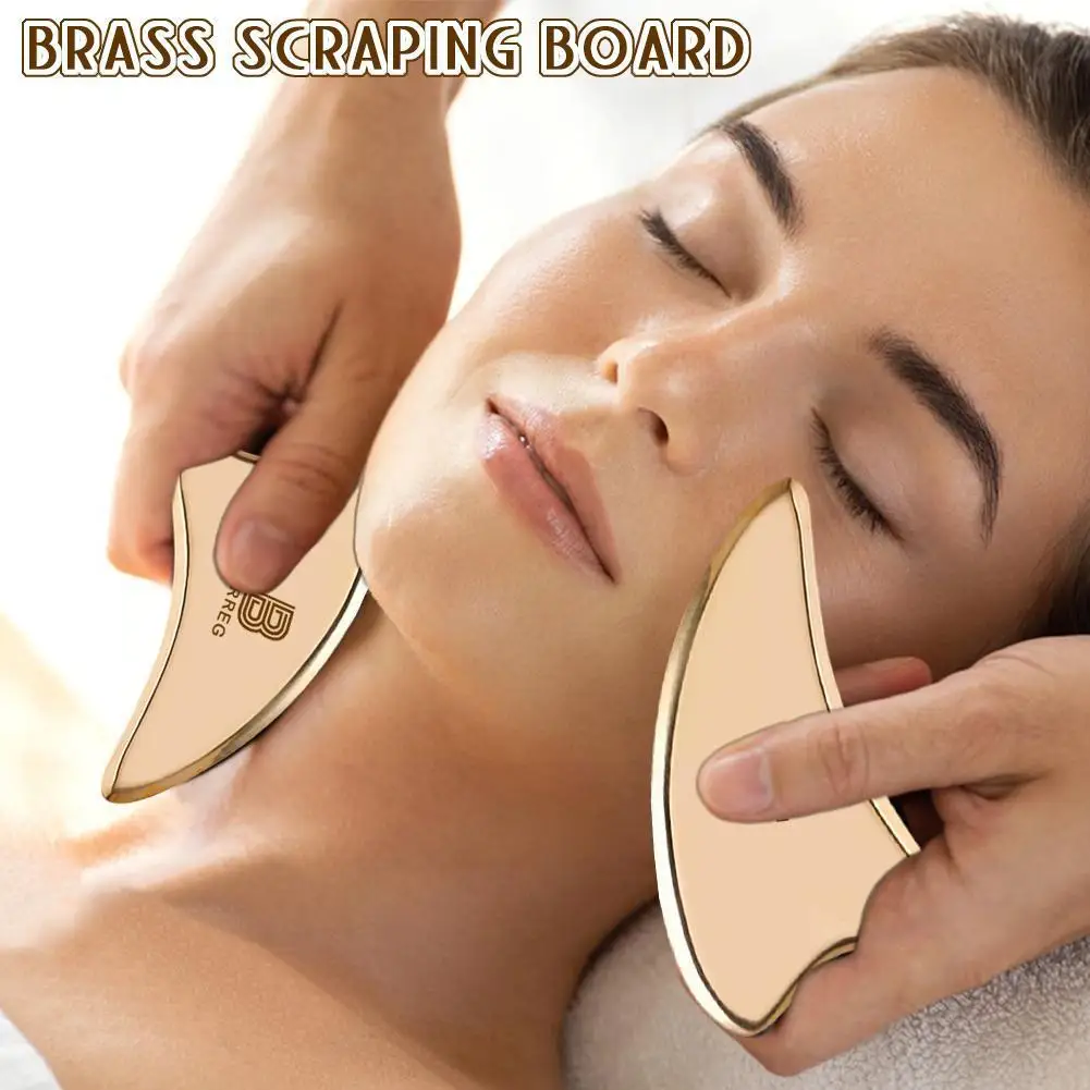 

Pure Brass Gua Sha Board Face Neck Body Massage Tool Care Design Scraper Relief Gifts SPA Pain Lines Skin Reduce Fine Custo P7E9