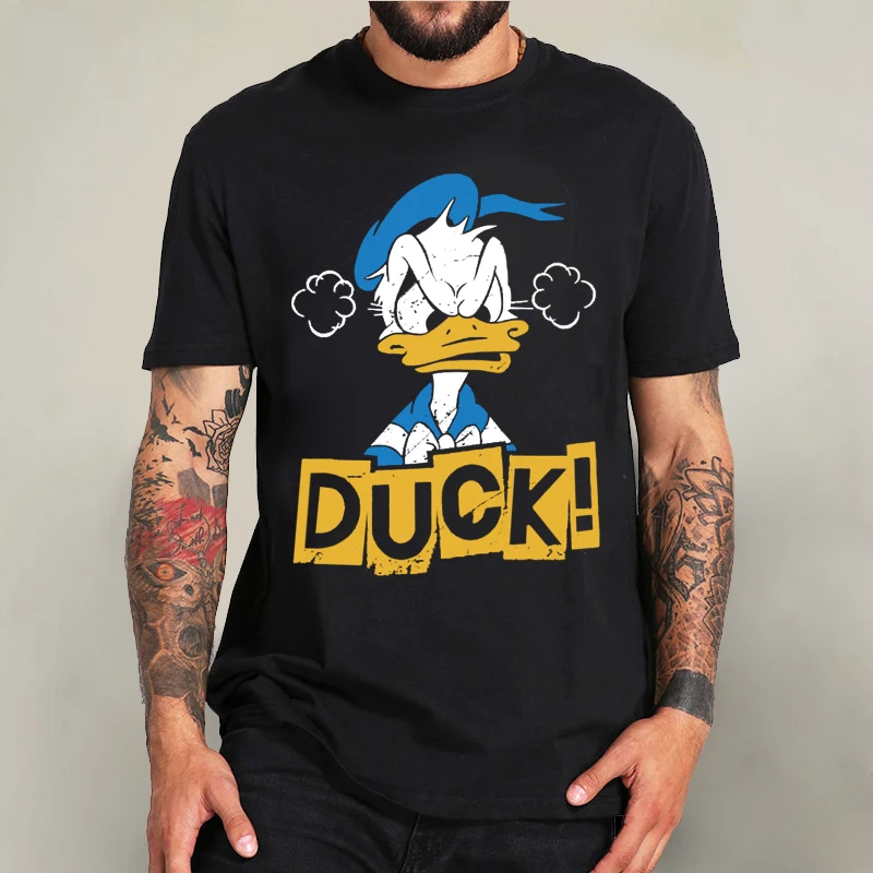 

Funny summer Men's t shirt Donald Duck Print Unisex Short Sleeve T shirt women cute disney Cartoon Casual T-shirts Male Tops tee