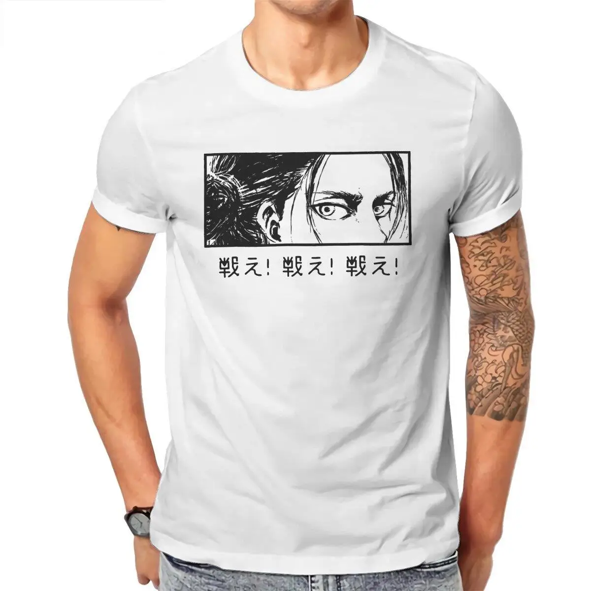 Attack on Titan Eyes  T Shirts Men 100% Cotton Unique T-Shirt Crew Neck Japanese Anime Shingeki No Kyojin Tees Clothes Gift