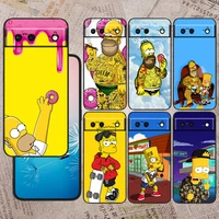 anime the simpsons for google pixel 6 pro 6a 5a 5 4 4a xl 5g black phone case shockproof shell soft fundas coque capa