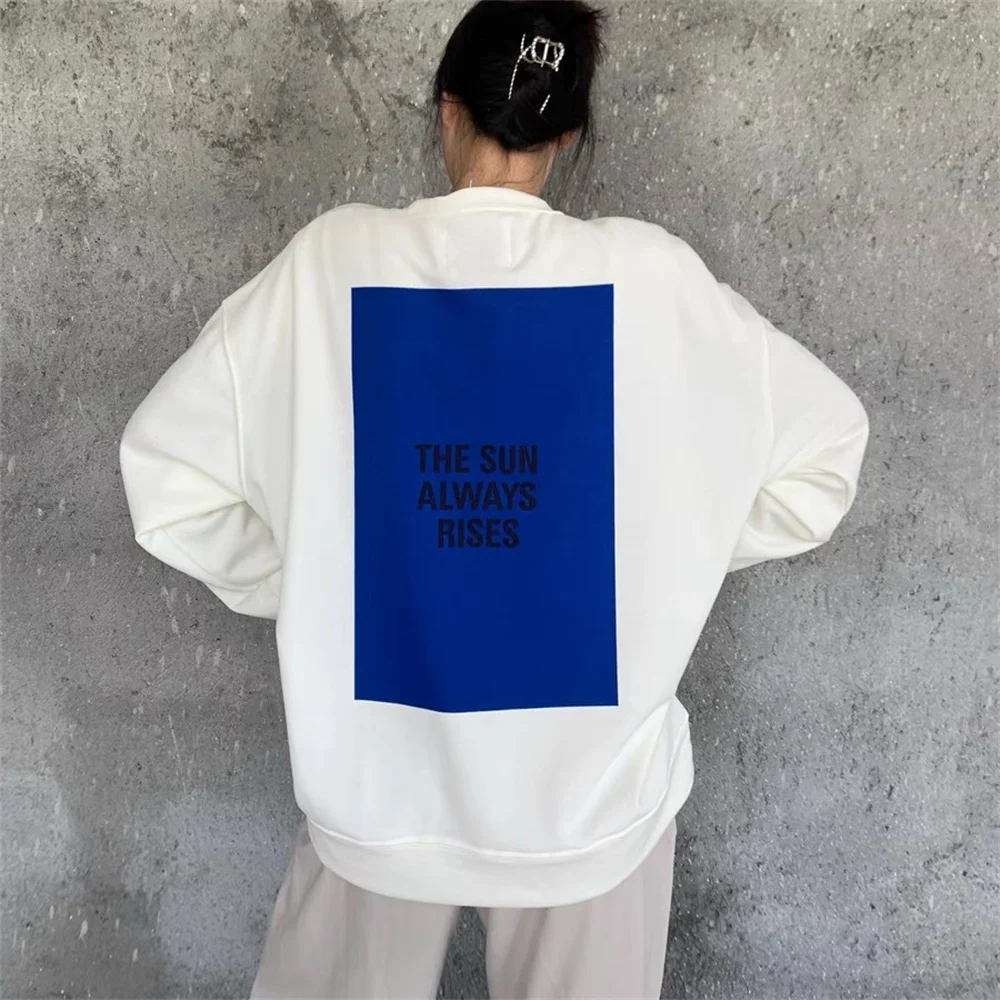 

Women Sweatshirt Back Letter Printed Loose Top Casual