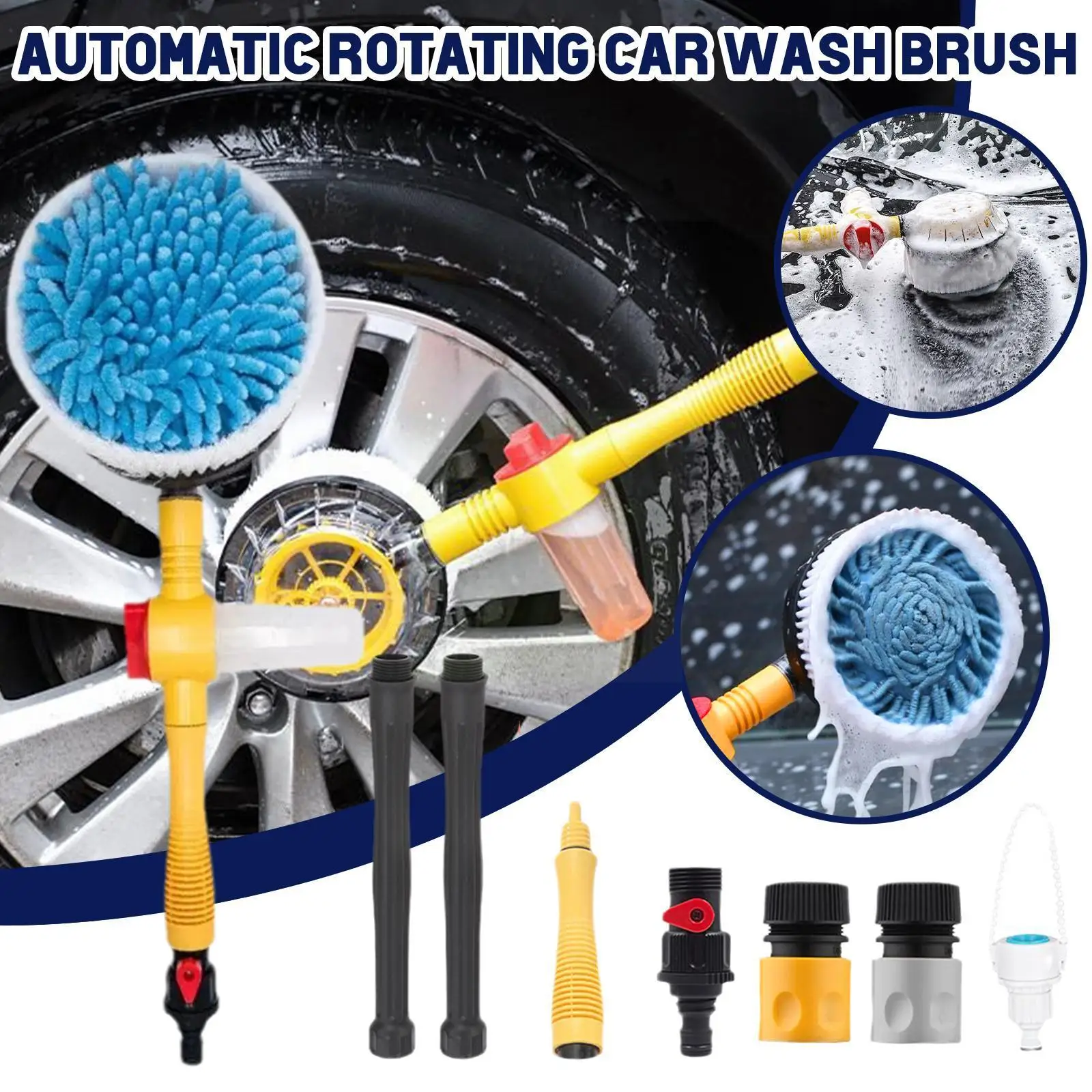 

Car Wash Brush Cleaning Tools Mop Long Handle Automatic Chenille Rotating Wash Detachable Mop Access Microfiber Car Foaming E4g9