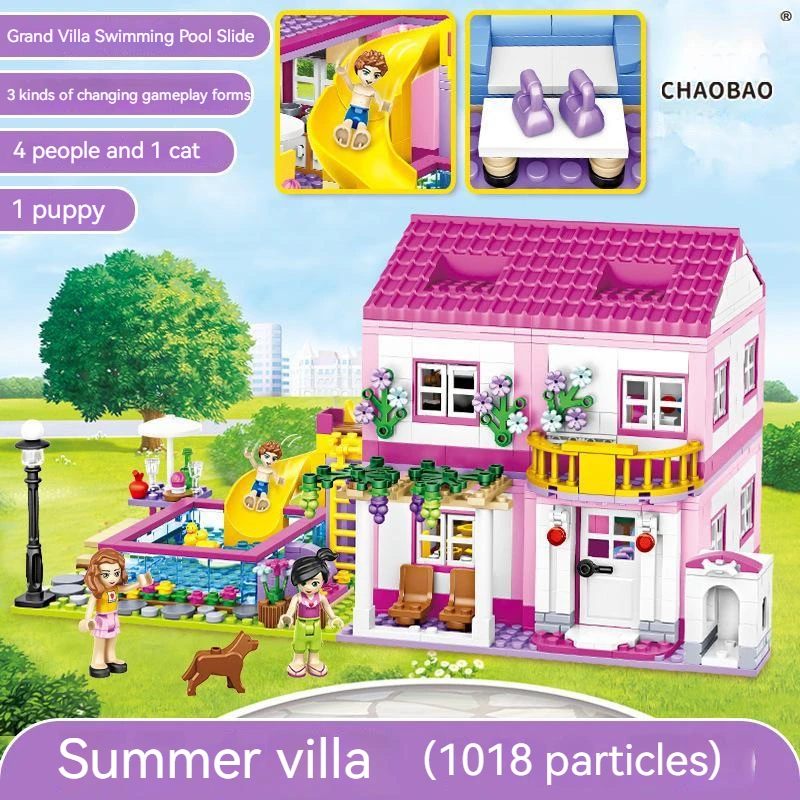 

Friends City House Summer Holiday Villa Castle Building Blocks Sets Figures Swimming Pool Diy Toys For Kids Girls Birthday Gifts