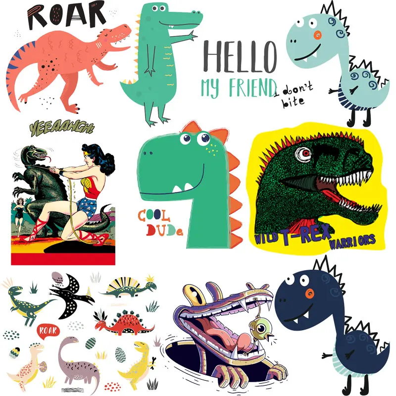 

Cartoon Dinosaur Clothing Thermoadhesive Patches Iron on Patches Lace Applique Custom Patch Heat Transfer Stickers for T Shirt