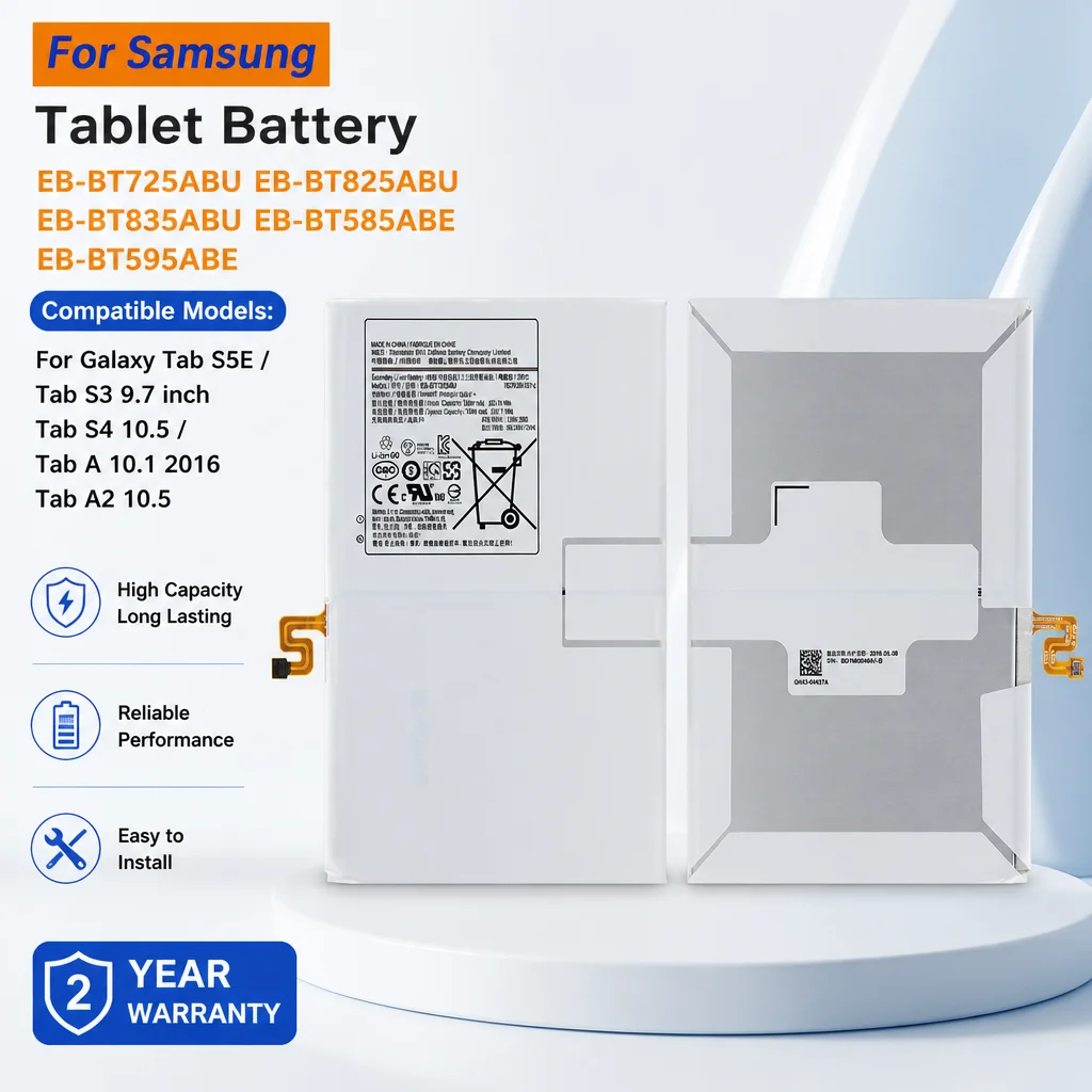 Фото Высококачественная сменная батарея 7040 мАч EB-BT725ABU для Samsung Tab S5e T725C T835 T825 T585 - Сертифицирована CE/RoHS №1