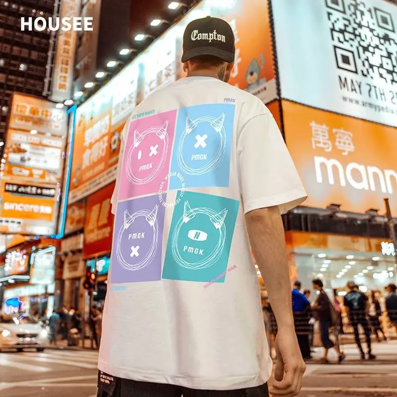 

European fashion brand fat men's wear large size national fashion T-shirt loose short sleeve T-shirt little devil half sleeve