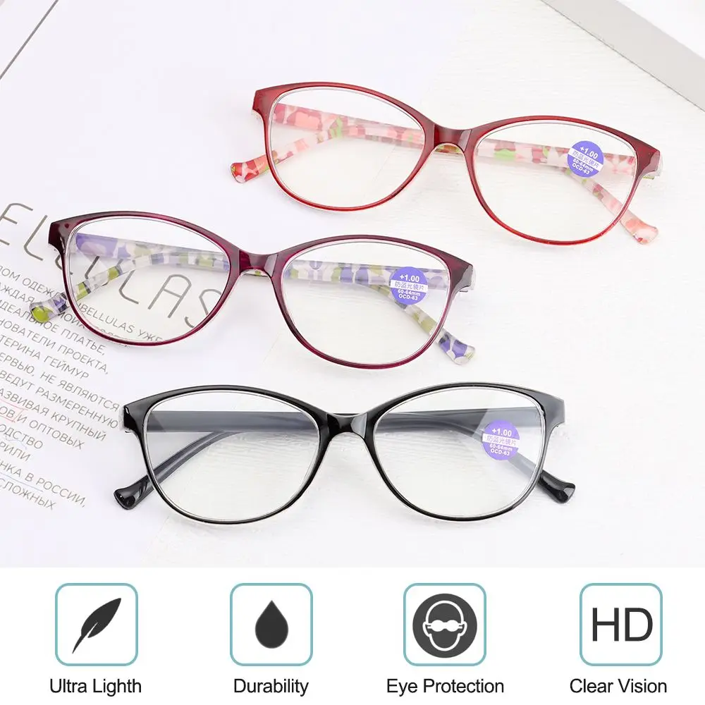 

Fashion Elegant Flowers Portable Ultra Light Frame Eye Protection Anti-Blue Light Eyeglasses Reading Glasses