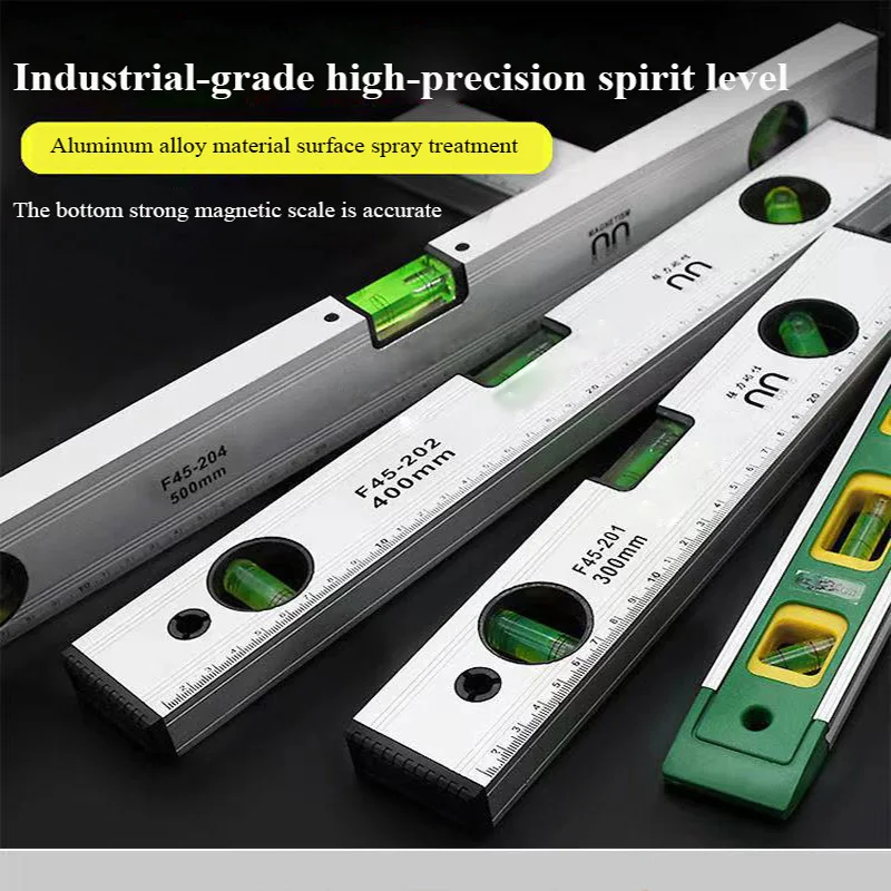 

High Precision Reinforced Aluminum Alloy 3 Bubbles With Magnetic Multifunctional Spirit Level Rule Suitable For Home Decoration