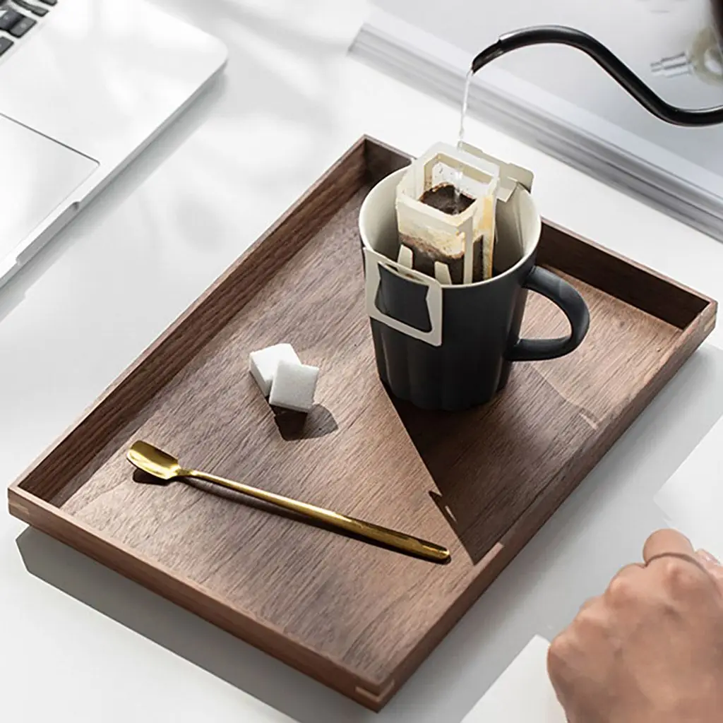 

Japanese Style 1 pcs Solid Square/Rectangle Black Walnut Household Fruit Plate Wooden Tray Storage Tray Tableware