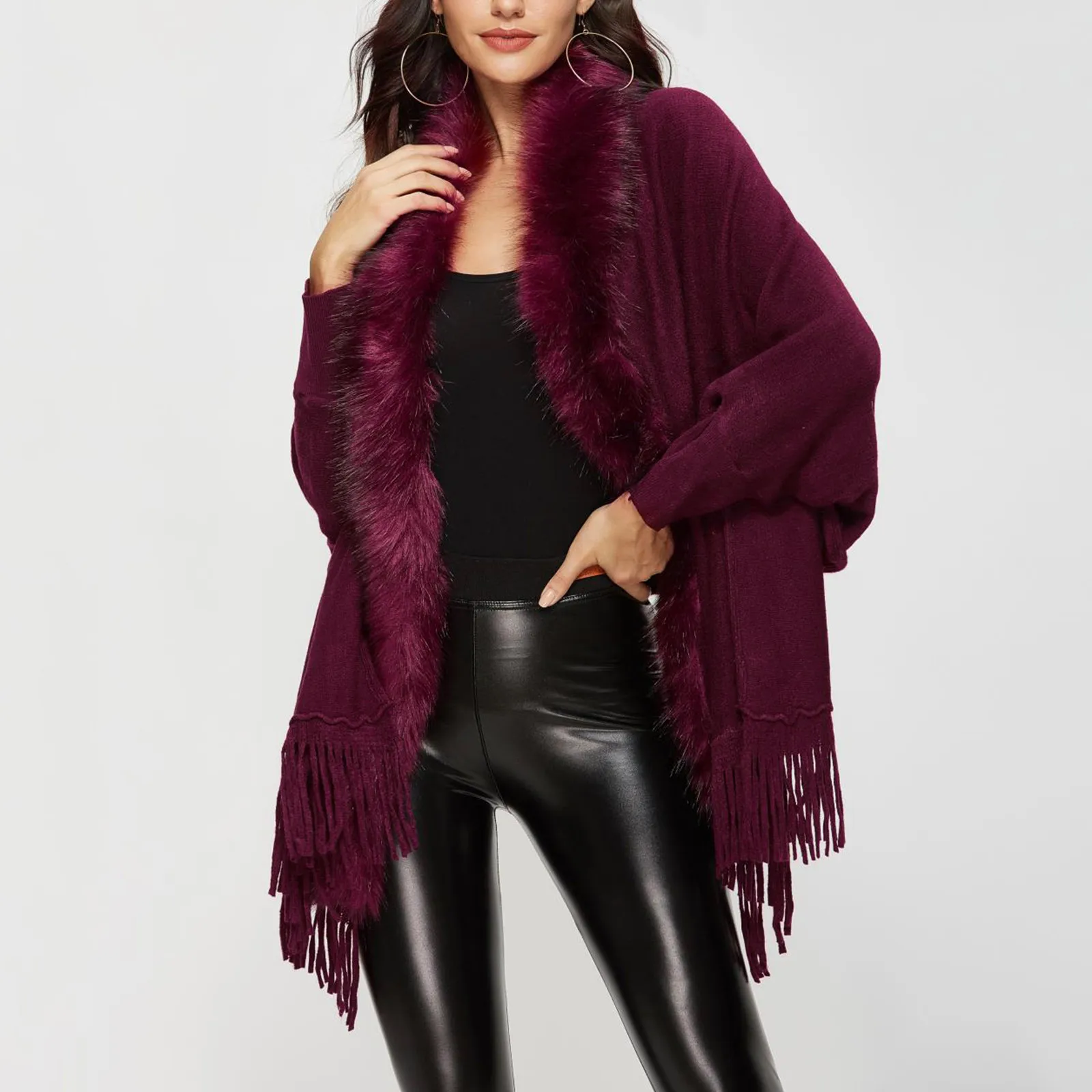 Женский кардиган с бахромой и кисточками шаль женские винтажные накидки пончо