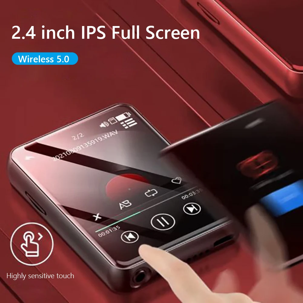 Mp3-плеер с сенсорным экраном 2,4 дюйма, IPS, Bluetooth, 5,0, MP4, Hi-Fi